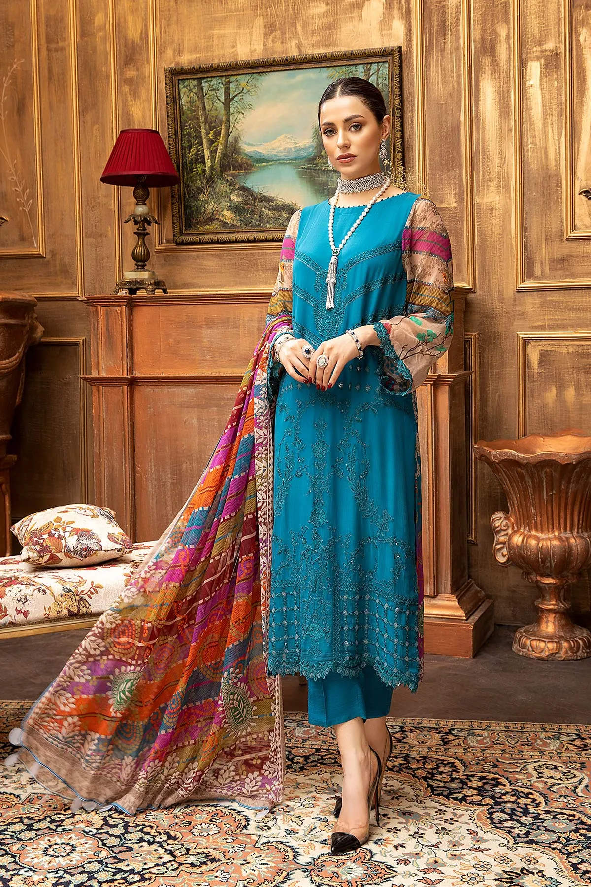 3 Pc Unstitched Embroidered Chiffon with Dupatta VSL-08