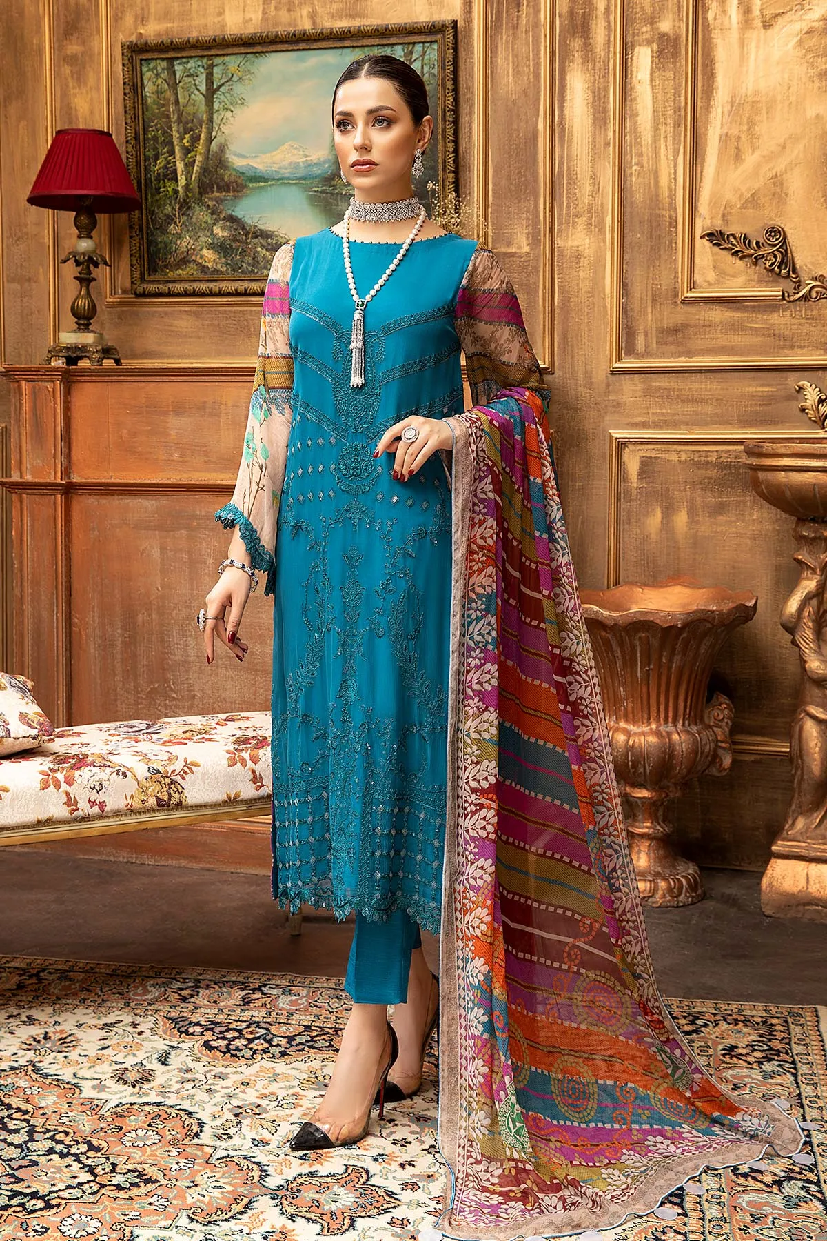 3 Pc Unstitched Embroidered Chiffon with Dupatta VSL-08