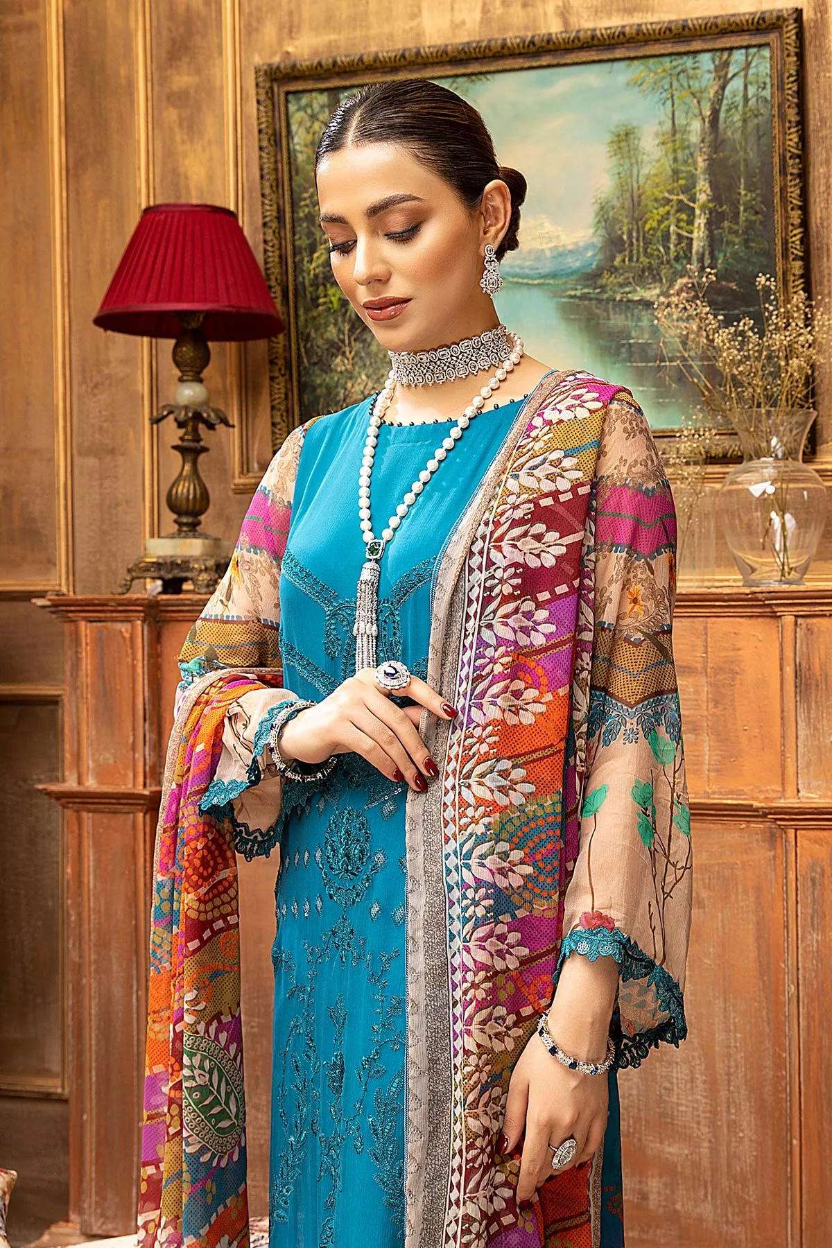 3 Pc Unstitched Embroidered Chiffon with Dupatta VSL-08