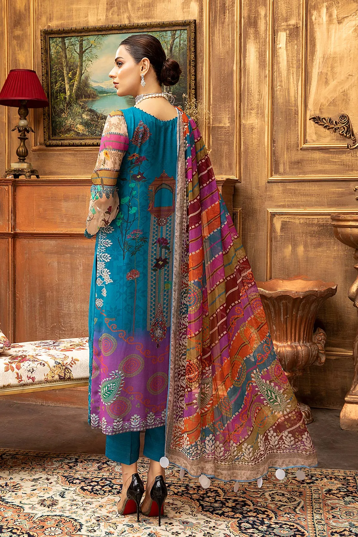 3 Pc Unstitched Embroidered Chiffon with Dupatta VSL-08