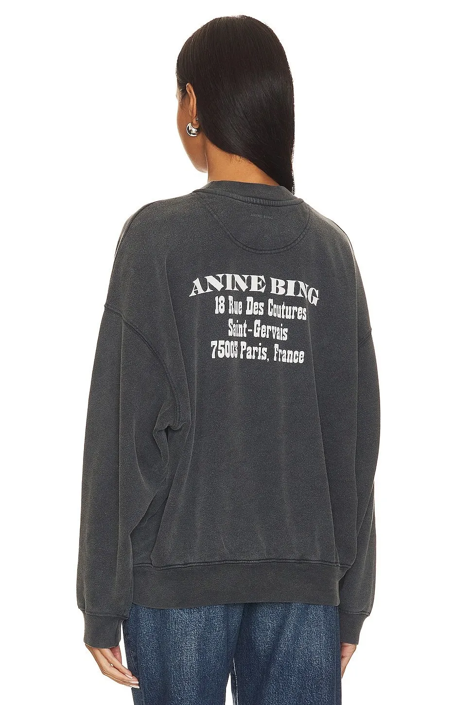 ANINE BING  |Crew Neck Long Sleeves Cotton Logo Hoodies & Sweatshirts