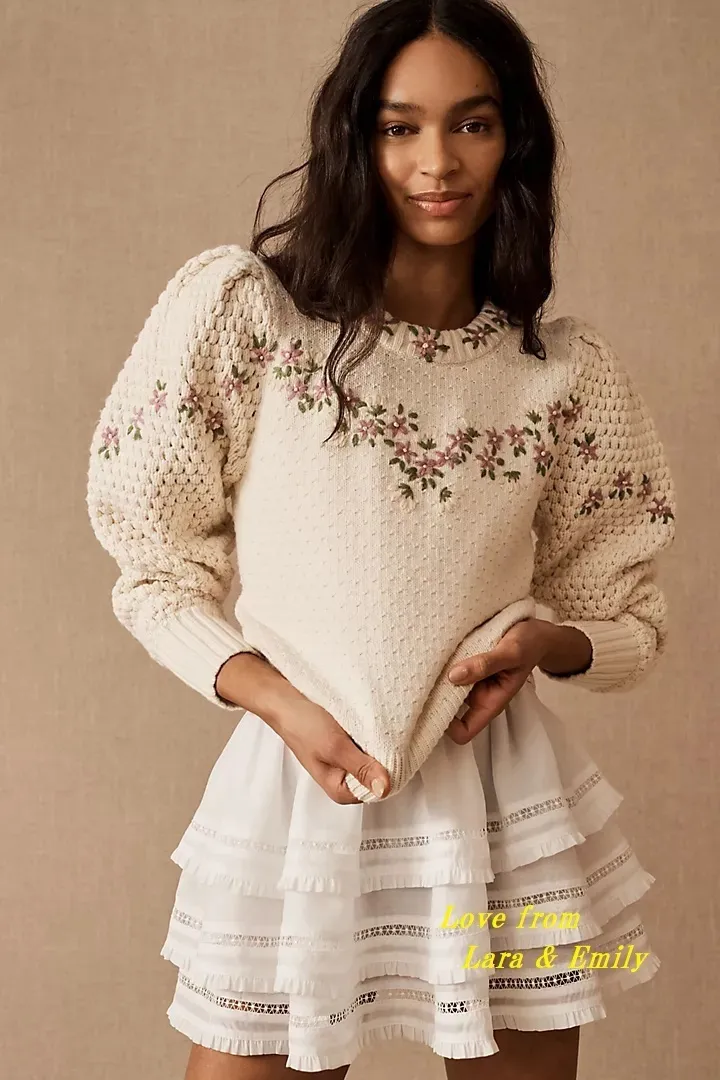 Anthropologie  |Flower Patterns Casual Style Wool Blended Fabrics