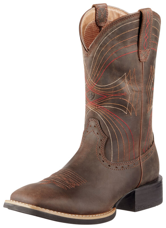 Ariat Men's Sport Wide Square Toe Western Boot in Distressed Brown