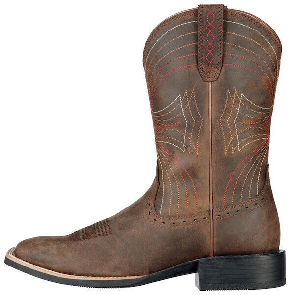 Ariat Men's Sport Wide Square Toe Western Boot in Distressed Brown