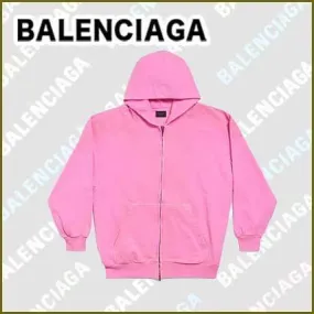 BALENCIAGA  |Long Sleeves Plain Cotton Medium Logo Hoodies & Sweatshirts