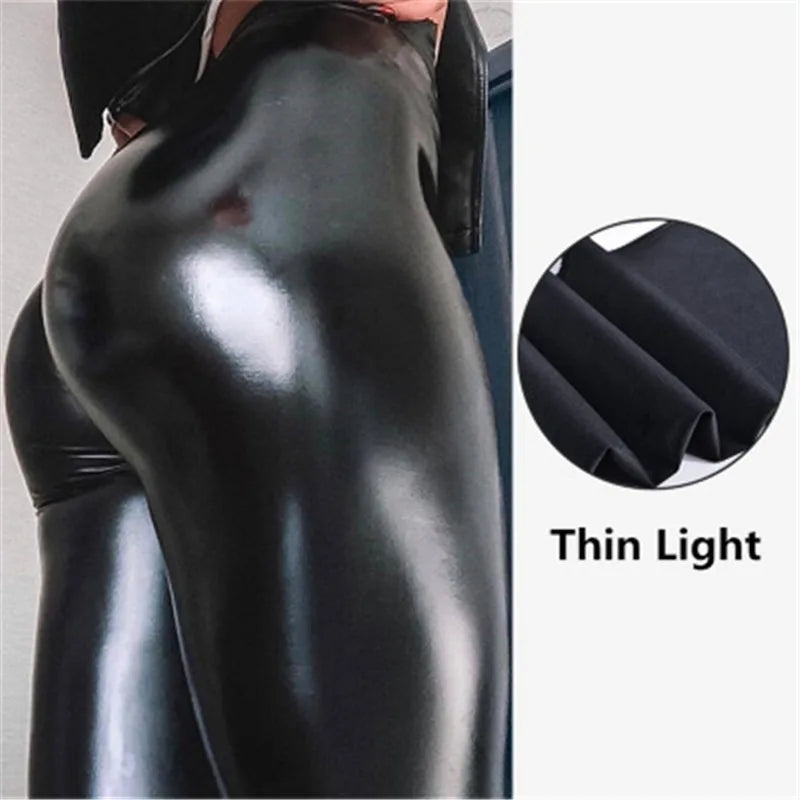 Black PU Leather Pants Women High Waist Skinny Push Up Leggings