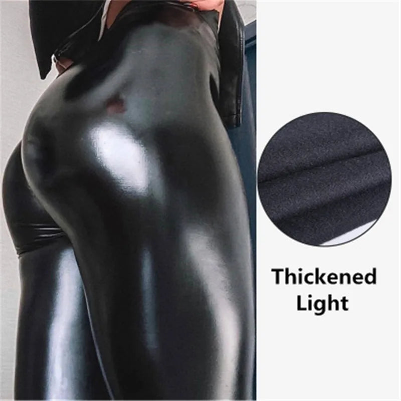 Black PU Leather Pants Women High Waist Skinny Push Up Leggings