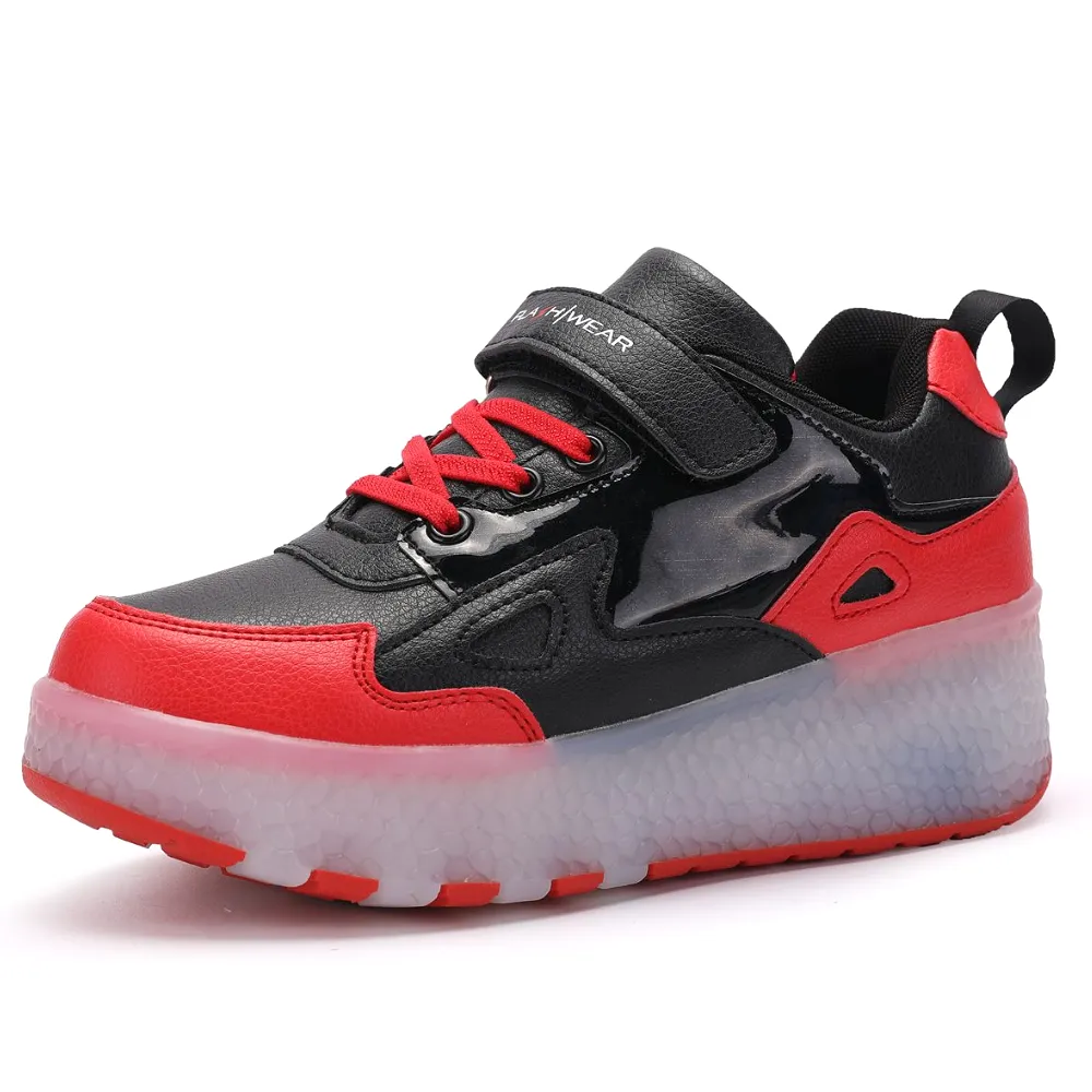 Black/Red Roller Light up Rechargeable Shoes