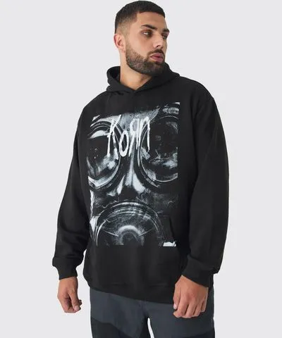 boohoo Mens Plus Oversized Korn License Hoodie