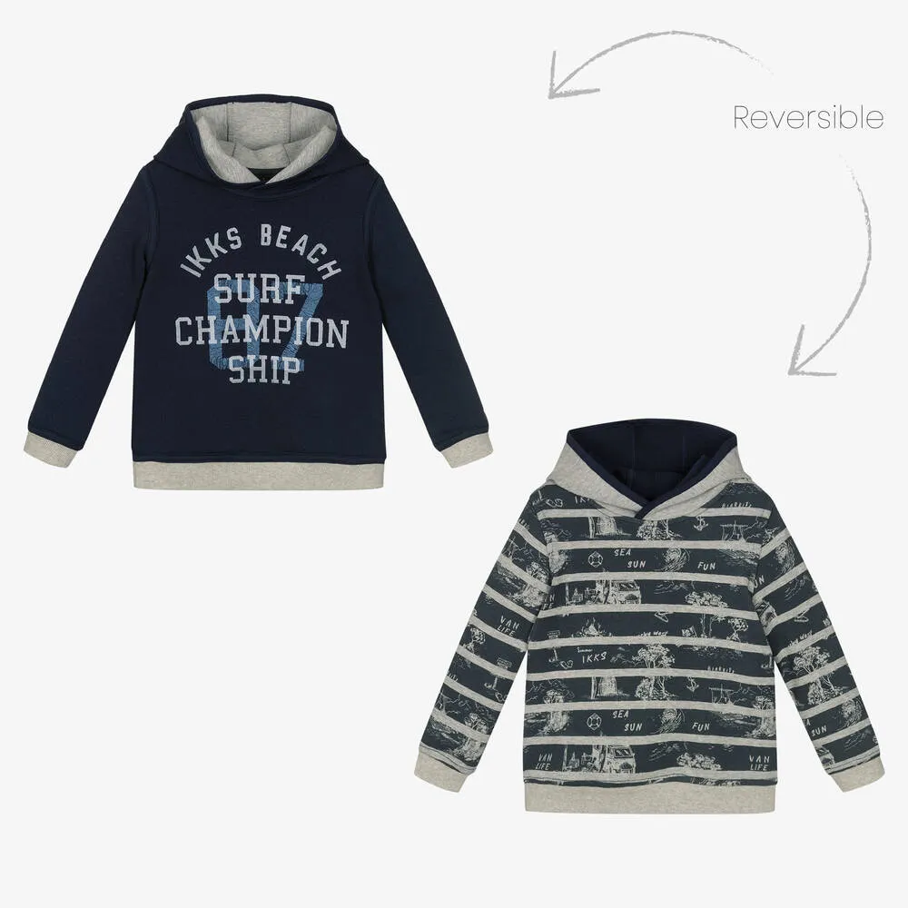 Boys Blue & Grey Reversible Hoodie