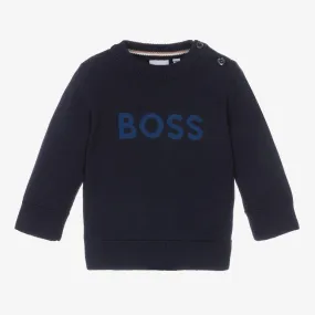 Boys Navy Blue Cotton Sweater