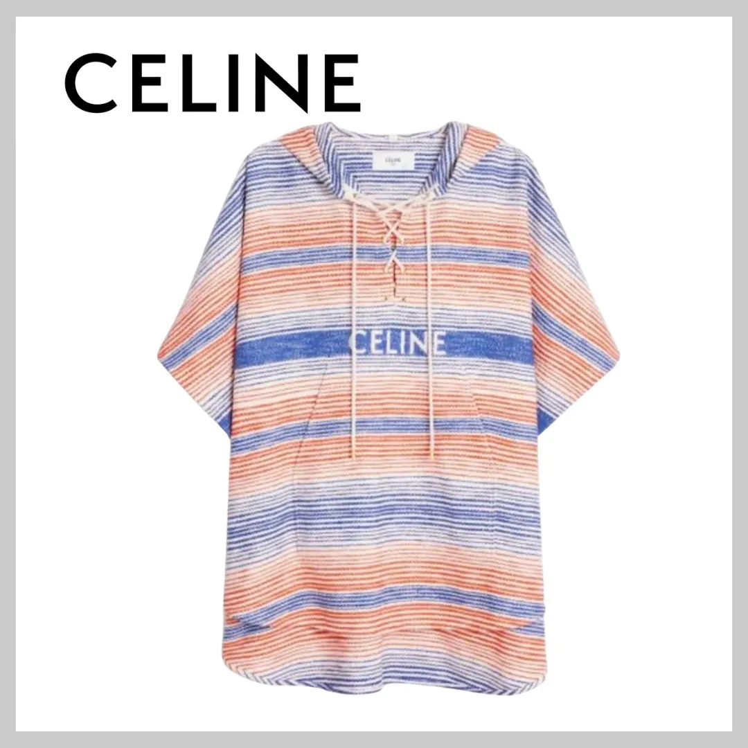 CELINE  |Stripes Unisex Dolman Sleeves Long Sleeves Logo Outlet