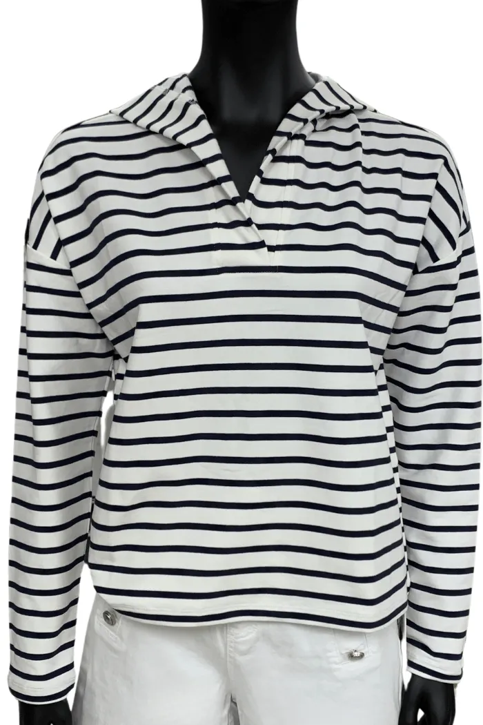 Charlie B V Neck Stripe Shirt - C1351 766B