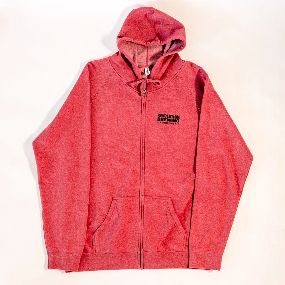 Chicago Flag Zip-Up Hoodie - Red Heather