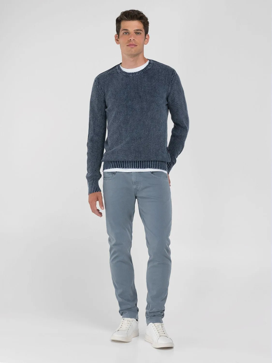 CREW-NECK CRINKLED COTTON SWEATER