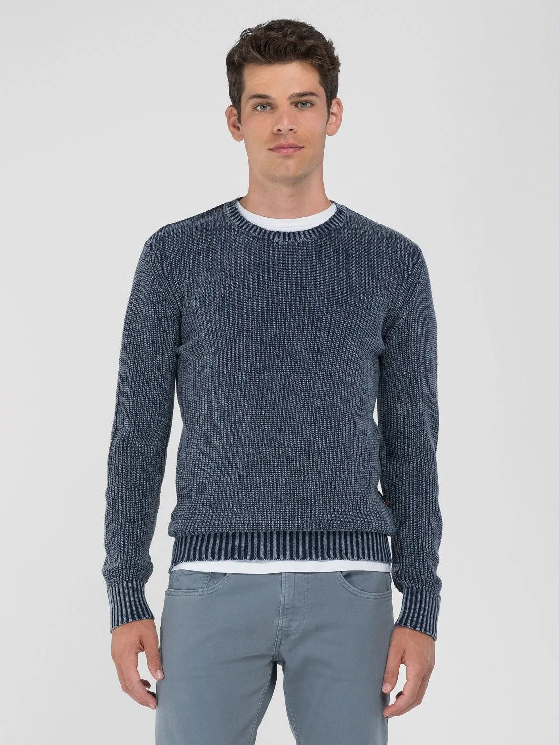 CREW-NECK CRINKLED COTTON SWEATER