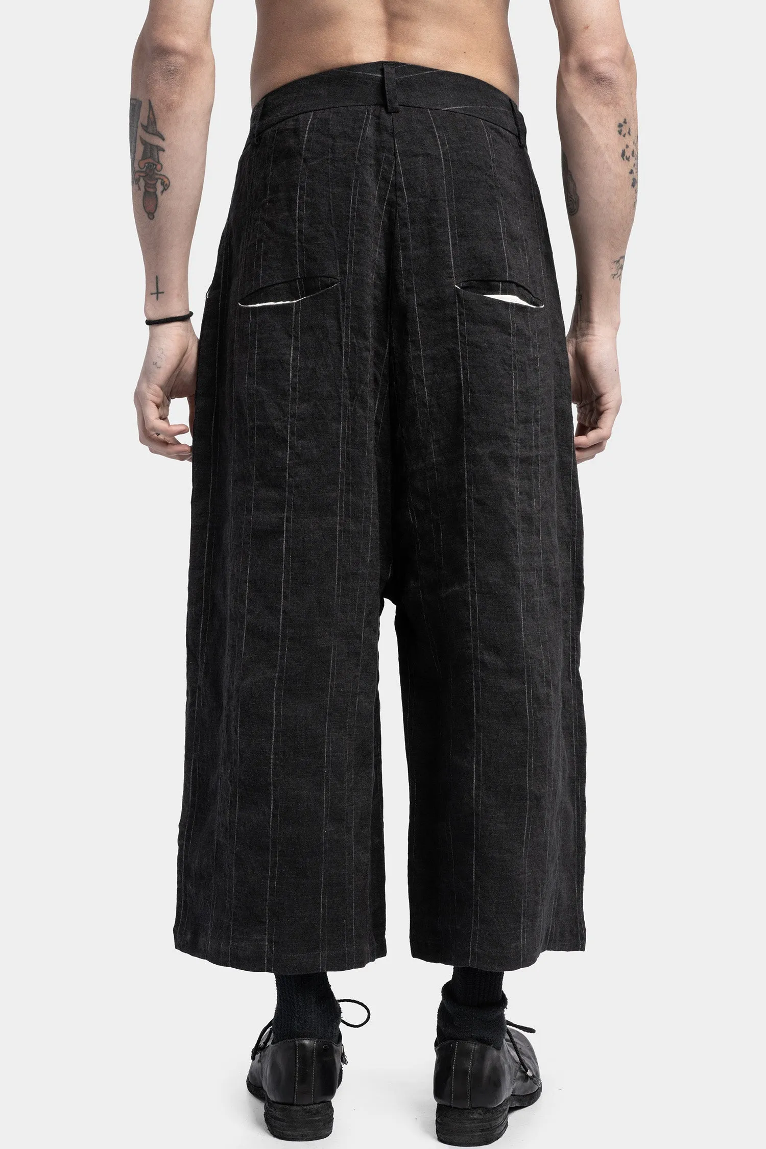 Cropped wide linen pants