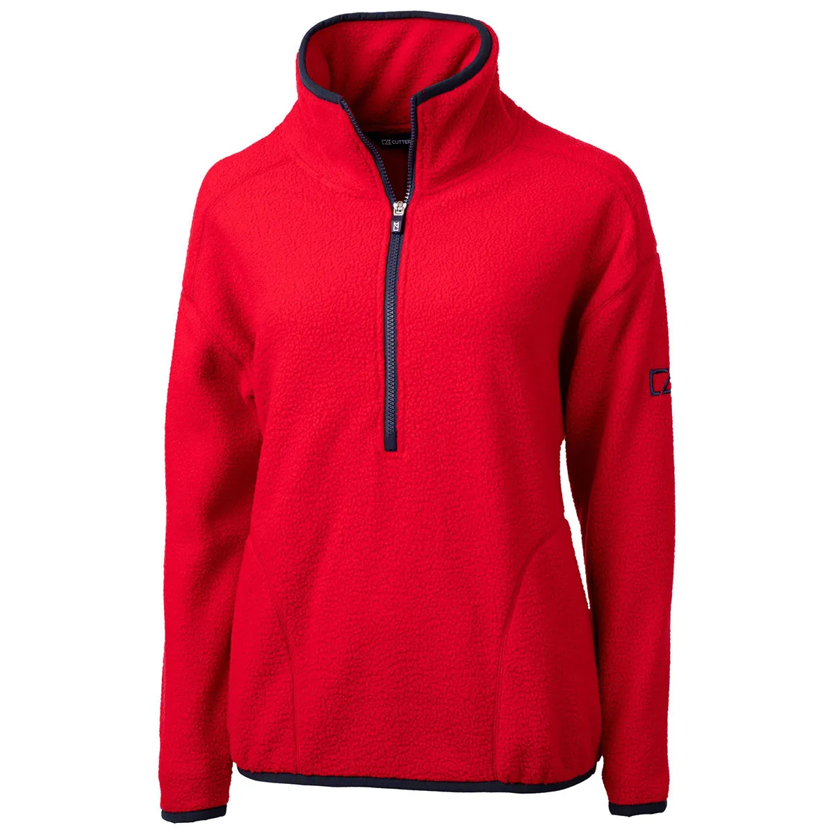 Cutter & Buck Women's Red/Navy Blue Cascade Eco Sherpa Fleece Pullover