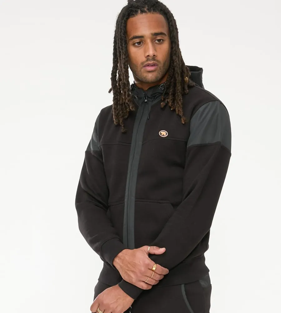 D555 Mens Couture Hoodie With Woven Contrast Fabric Trim (DEAN)