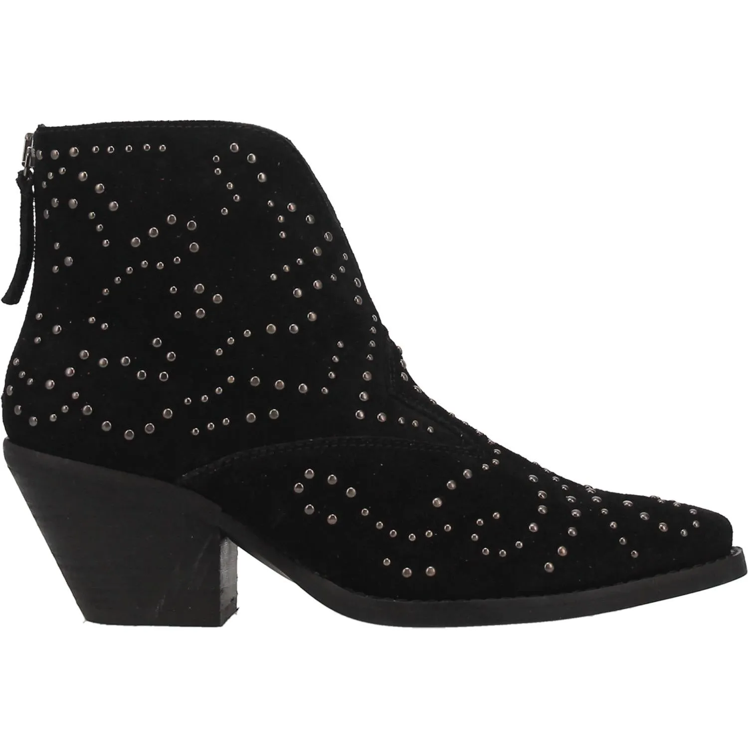 Denim N Diamonds Black Suede Leather w/ Studs Booties (DS)