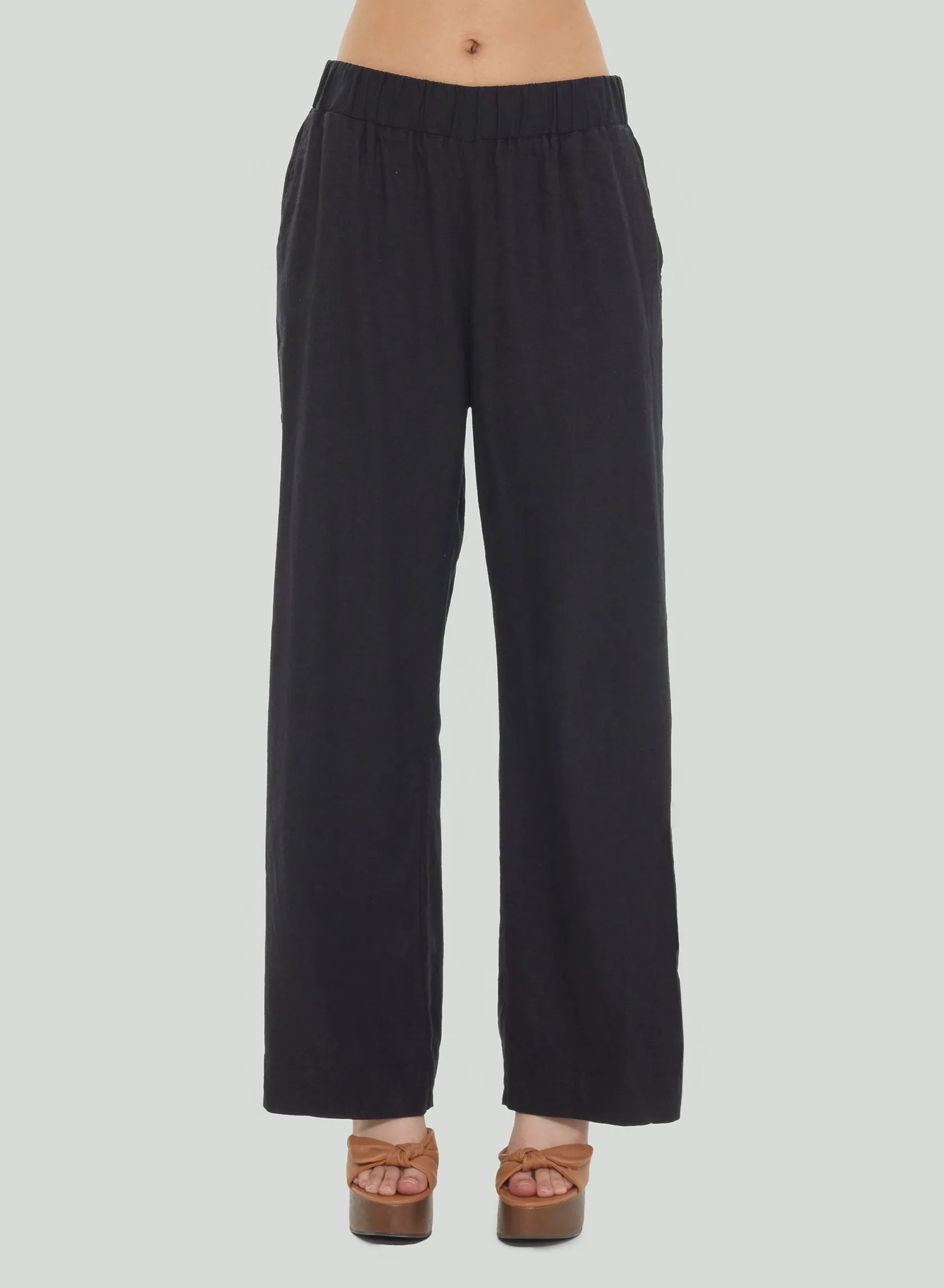 Dex Elastic Waist Wide Leg Pant In Black