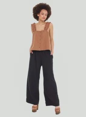 Dex Elastic Waist Wide Leg Pant In Black