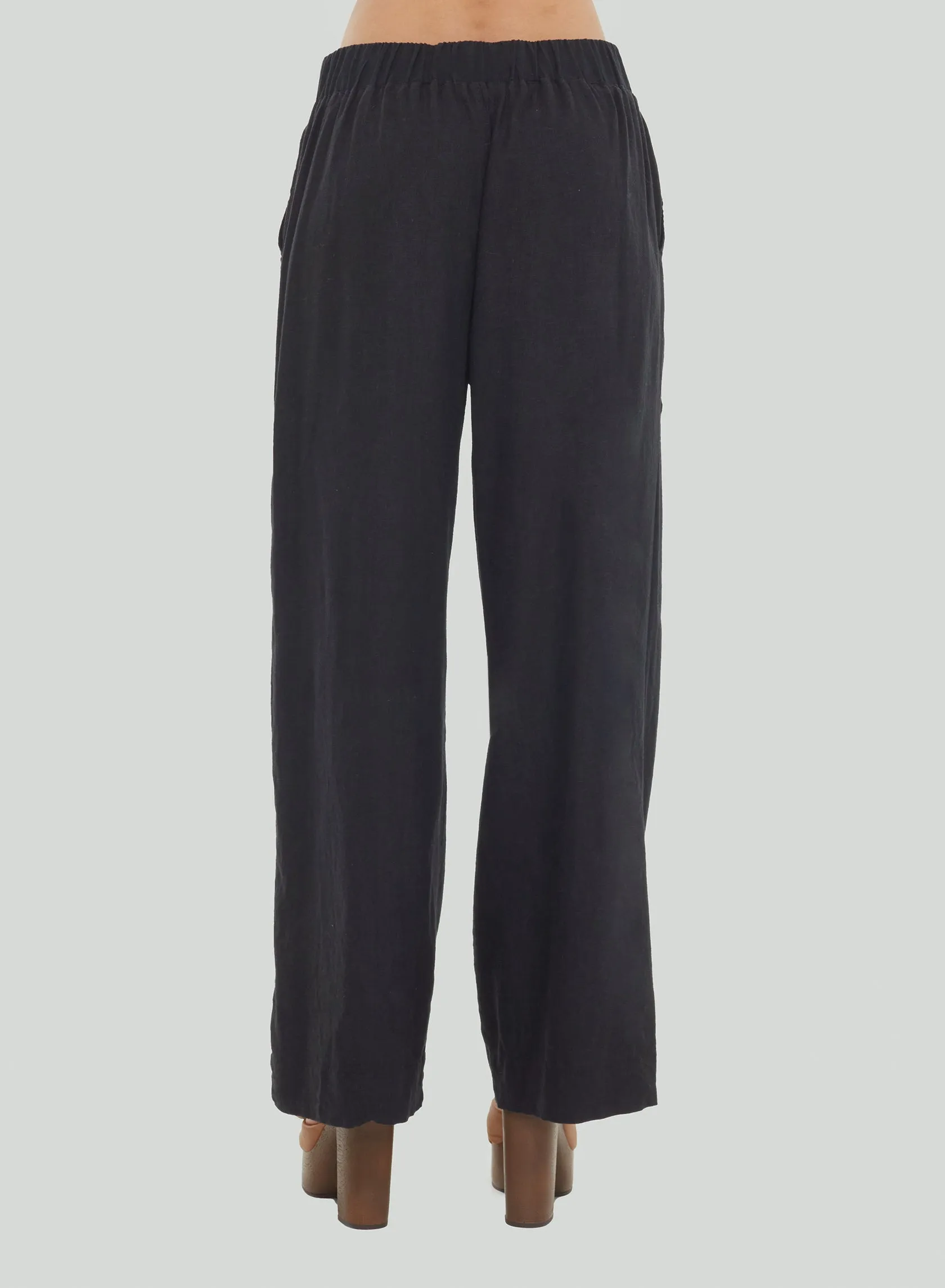 Dex Elastic Waist Wide Leg Pant In Black