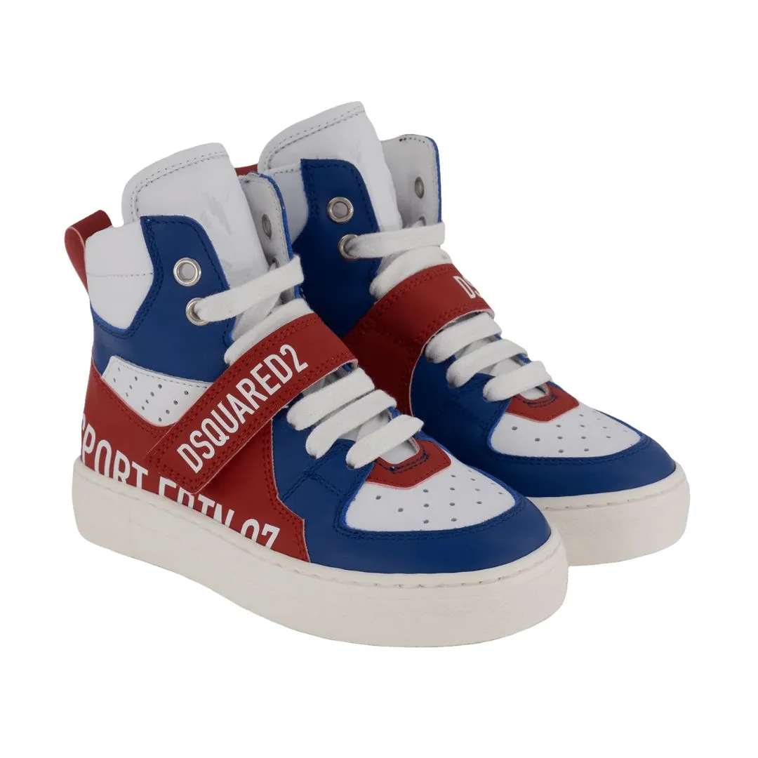 Dsquared2 Sneaker High Top Blue; White & Red