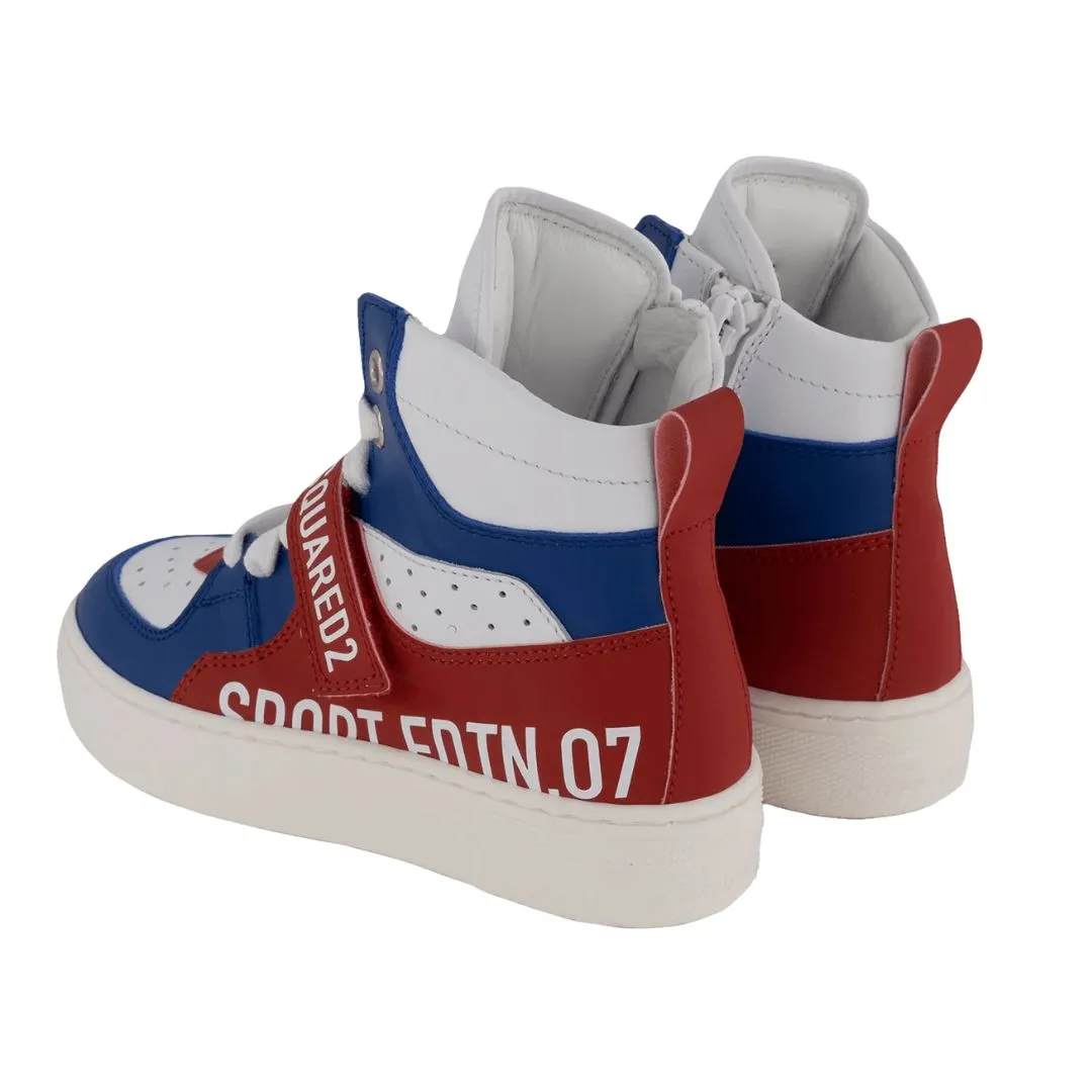 Dsquared2 Sneaker High Top Blue; White & Red