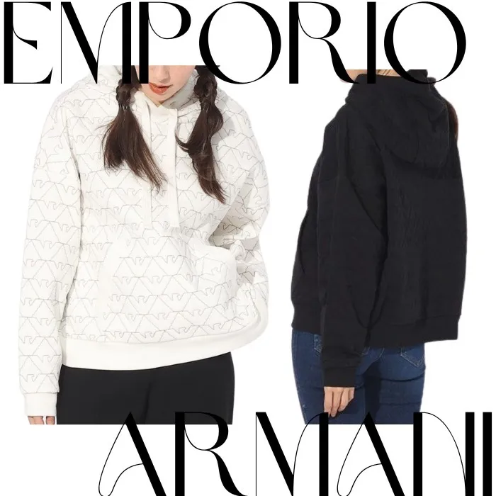 EMPORIO ARMANI  |Street Style Long Sleeves Plain Cotton Hoodies & Sweatshirts