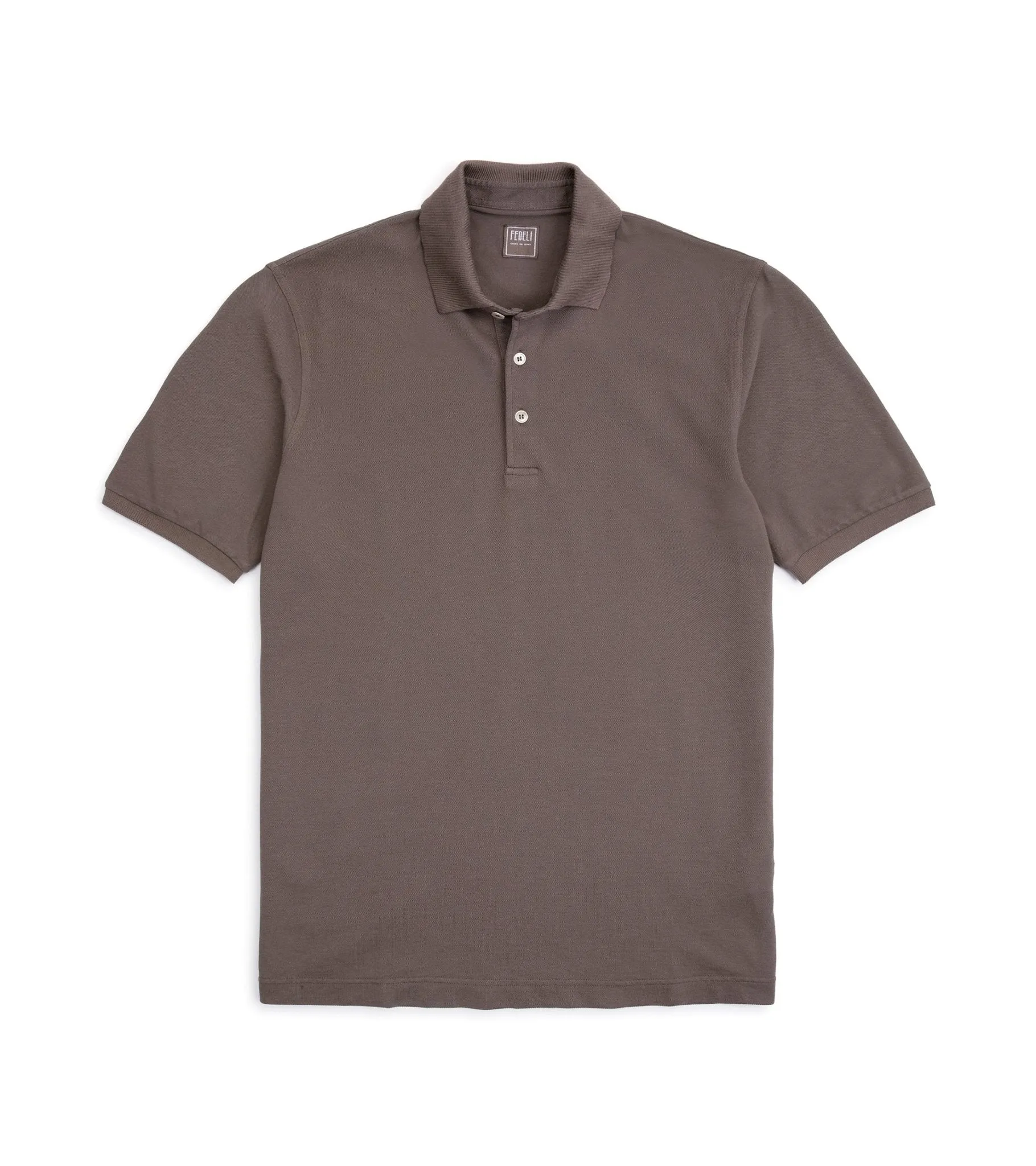 Fedeli Light Cotton Pique Polo Shirt: Brown