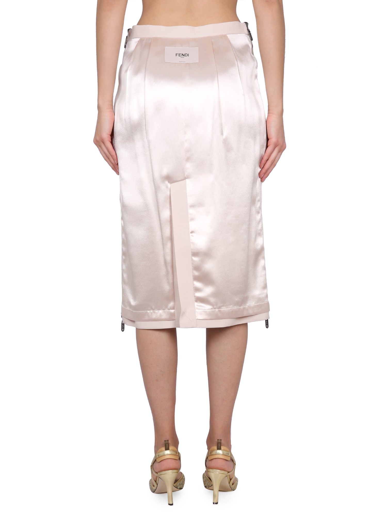 FENDI    SATIN AND WOOL GABARDINE SKIRT