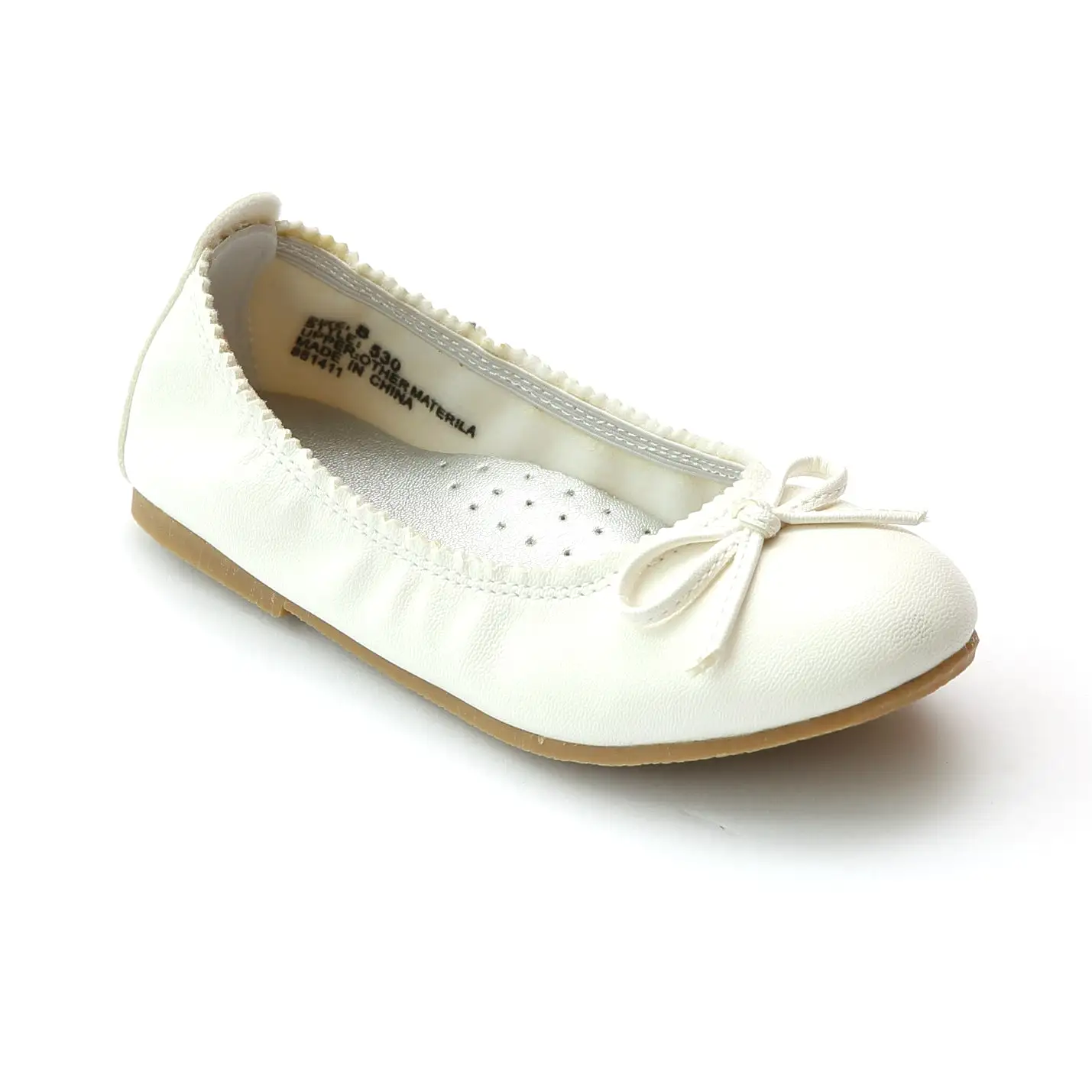 FINAL SALE - L'Amour Girls Tonal Bow Elastic Ballet Flat