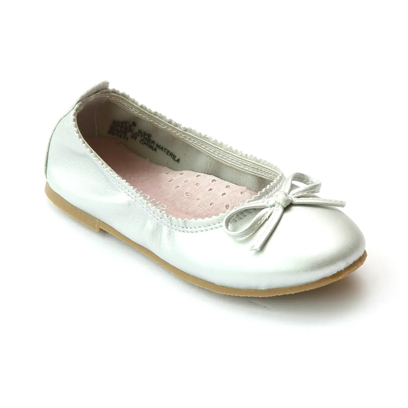 FINAL SALE - L'Amour Girls Tonal Bow Elastic Ballet Flat