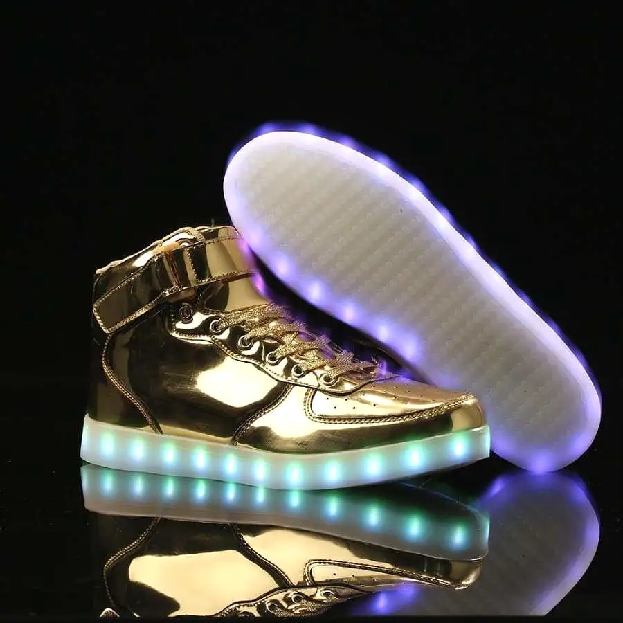 Flashez - Gold High Top LED Trainers