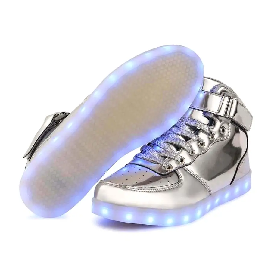 Flashez - Silver High Top LED Trainers