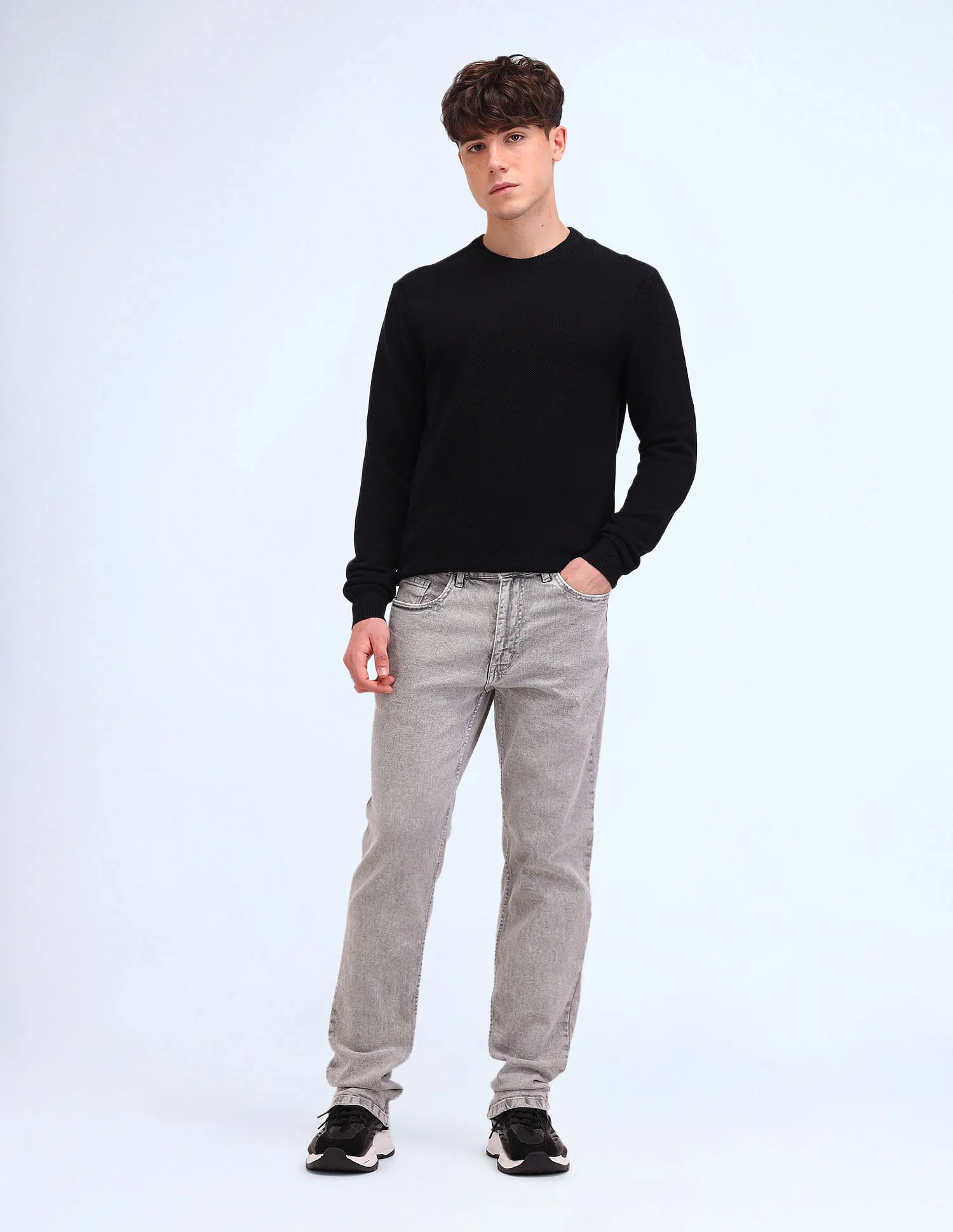 Flying Machine Textured Cotton Sweater