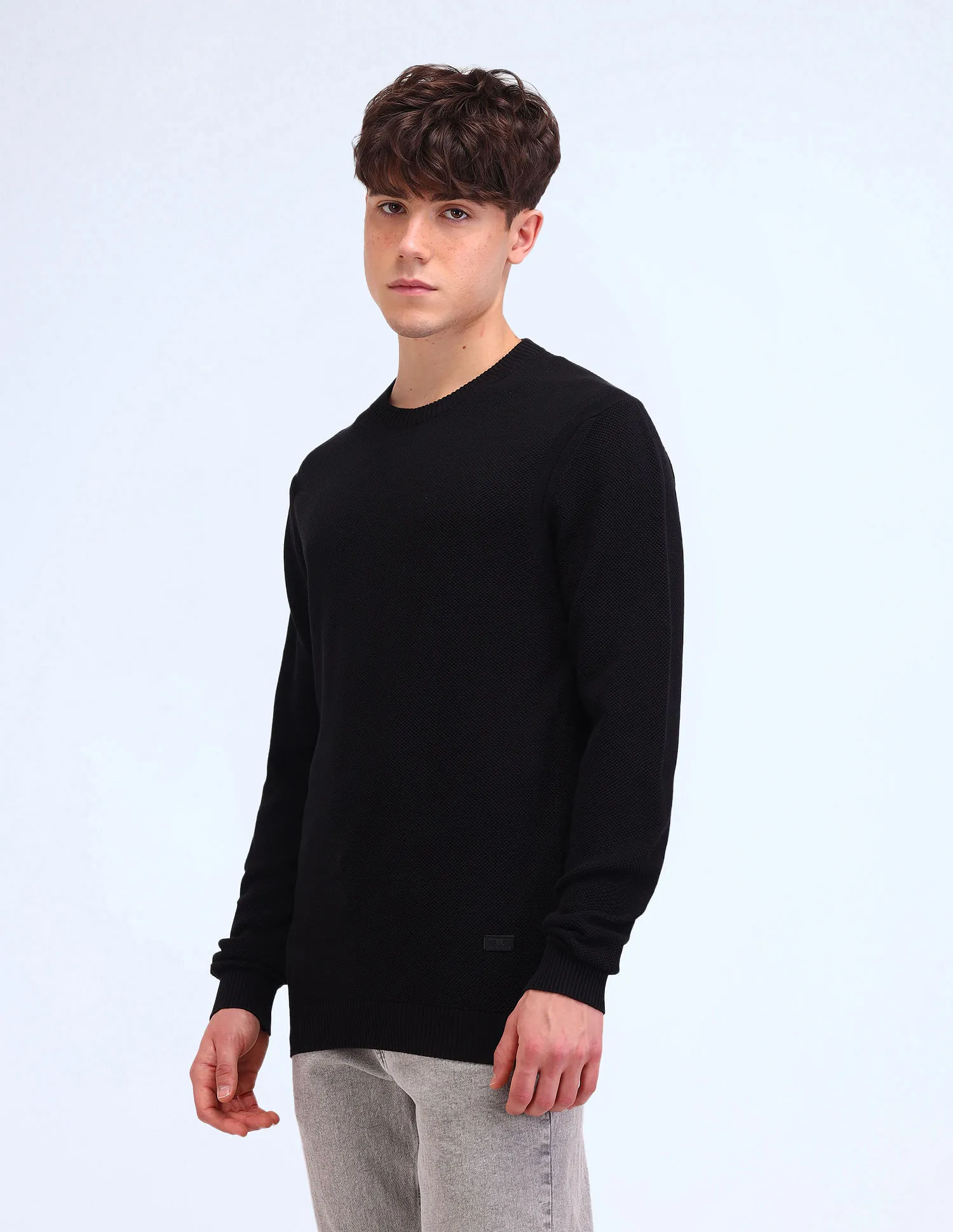 Flying Machine Textured Cotton Sweater