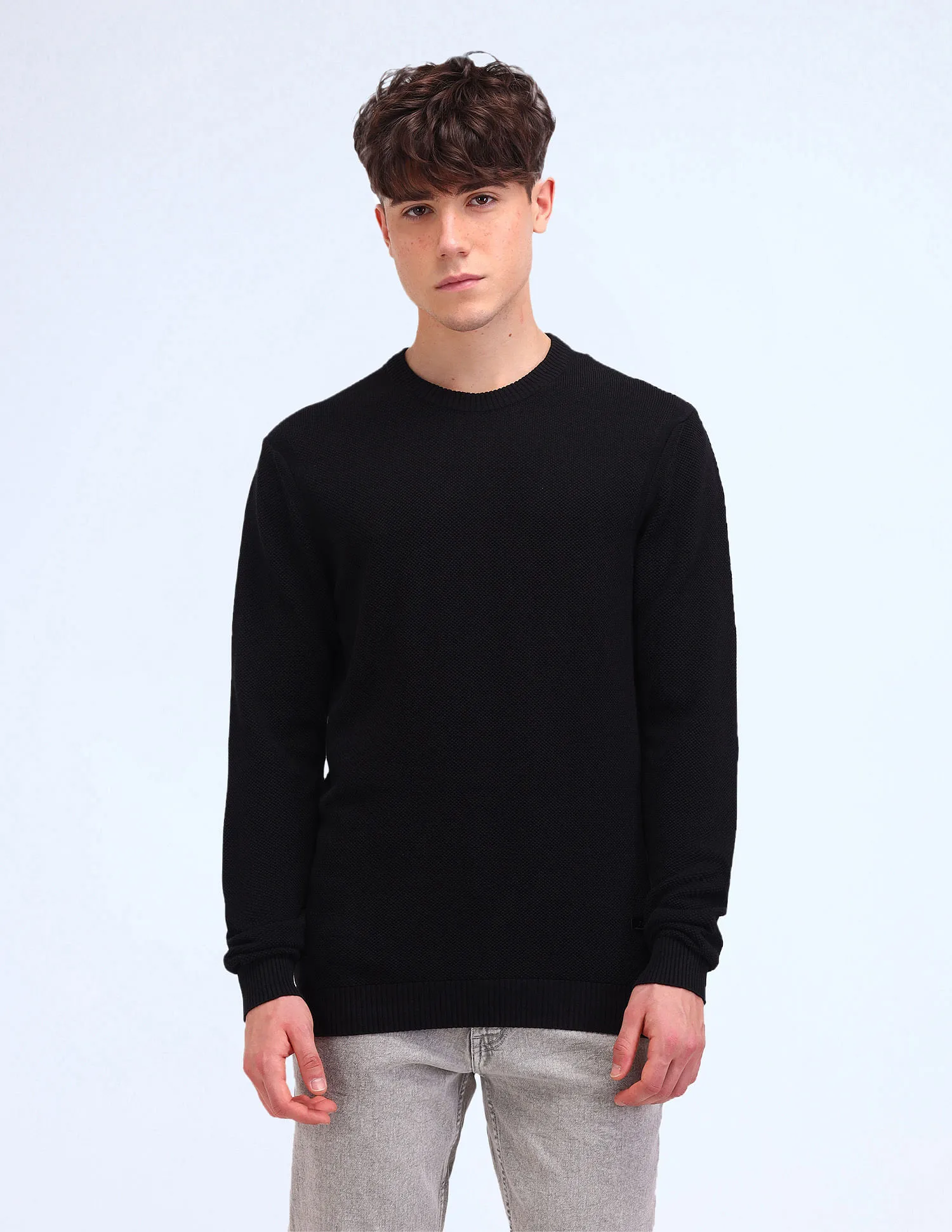 Flying Machine Textured Cotton Sweater