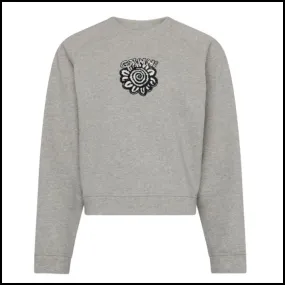 Ganni  |Crew Neck Flower Patterns Long Sleeves Plain Cotton Logo