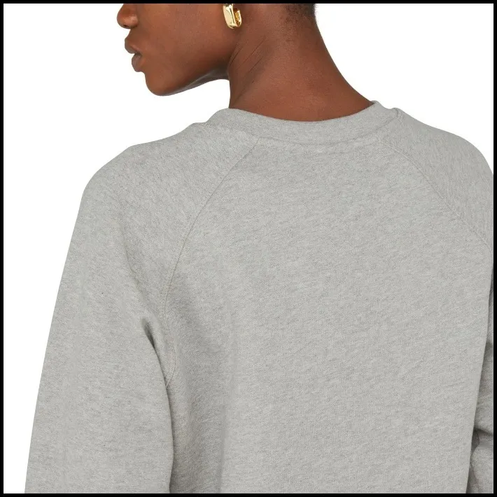 Ganni  |Crew Neck Flower Patterns Long Sleeves Plain Cotton Logo