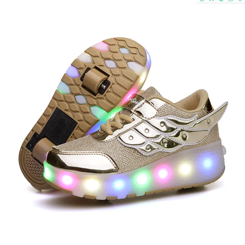 Gold Roller Light up Rechargeable Shoes