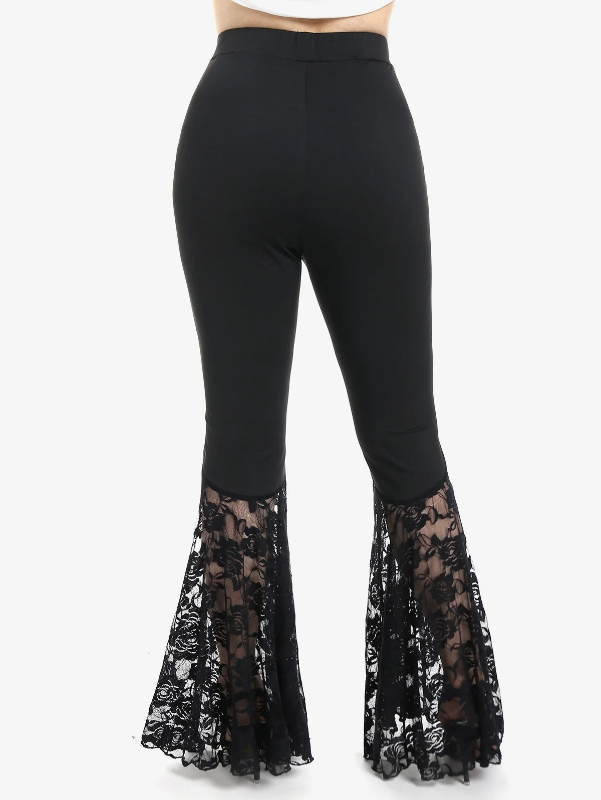 Gothic Flare Pants With Lace-Up High Waist Overlength Skinny