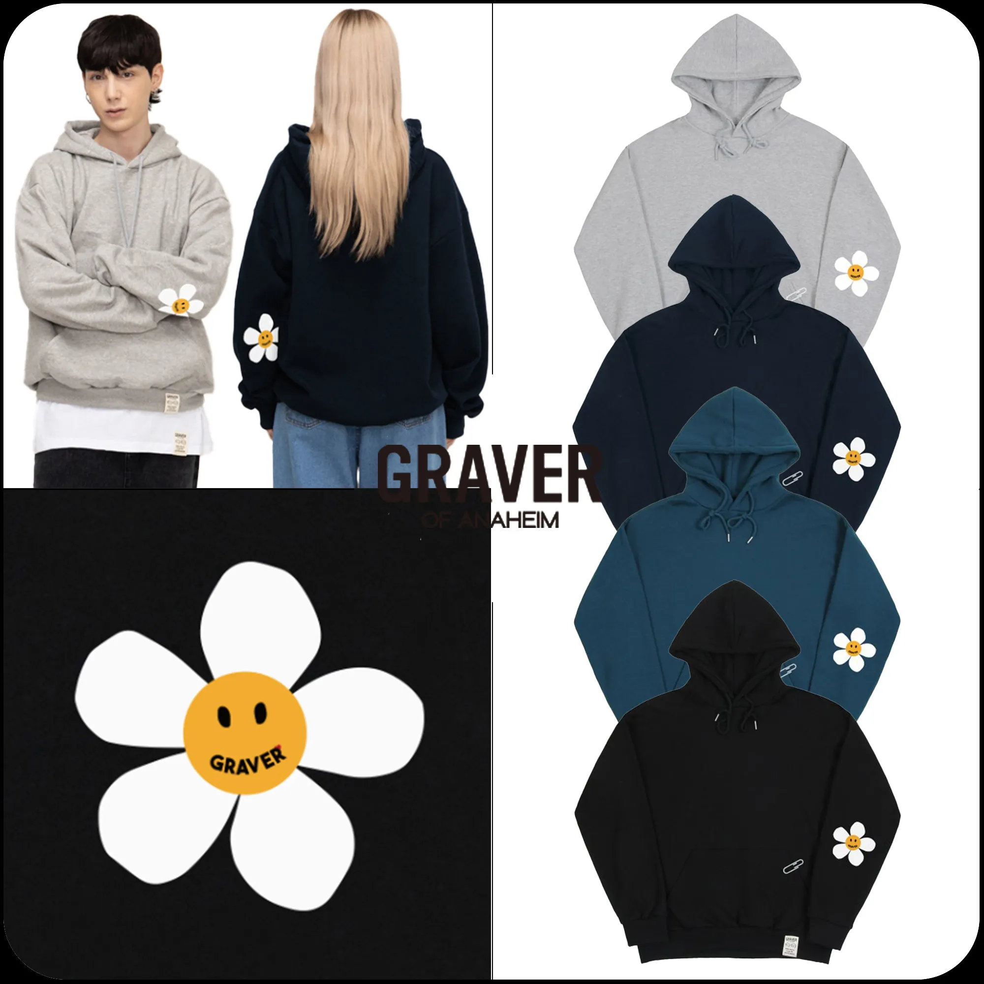 GRAVER  |[GRAVER]★ELBOW FLOWER DOT ONE POINT HOODIE