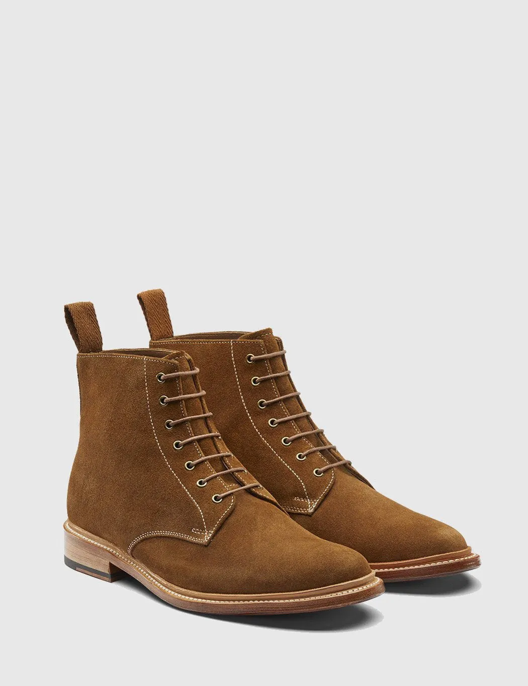 Grenson Fergal Suede Derby Boot - Snuff Brown