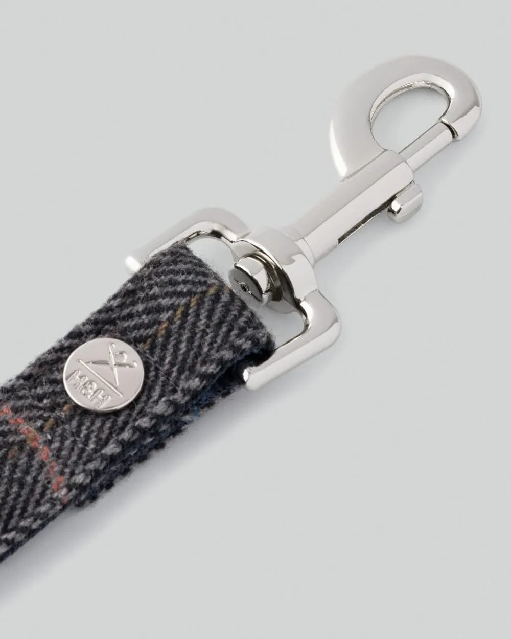 Grey Checked Herringbone Tweed Dog Lead