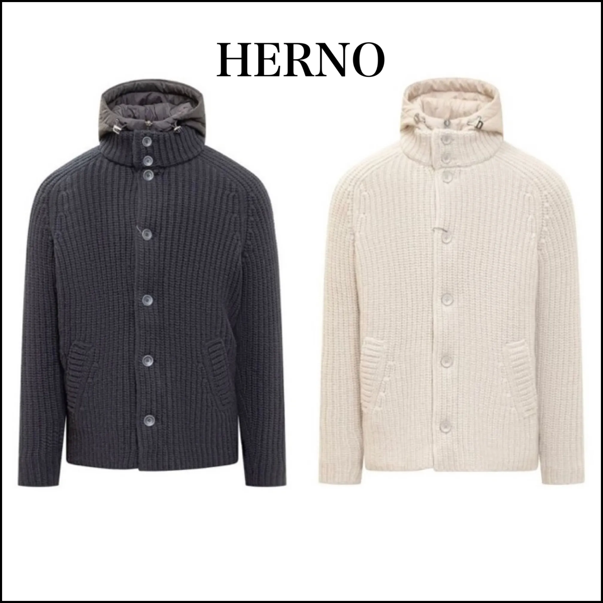 HERNO  |Casual Style Wool Nylon Blended Fabrics Long Sleeves Plain