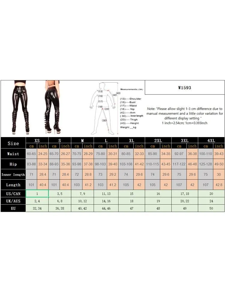 High Waist Patent Leather Trousers Bodycon Pants Zip