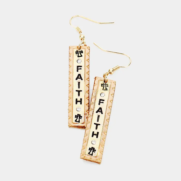 iLLASPARKZ Faith Genuine Leather Bar Dangle Earrings