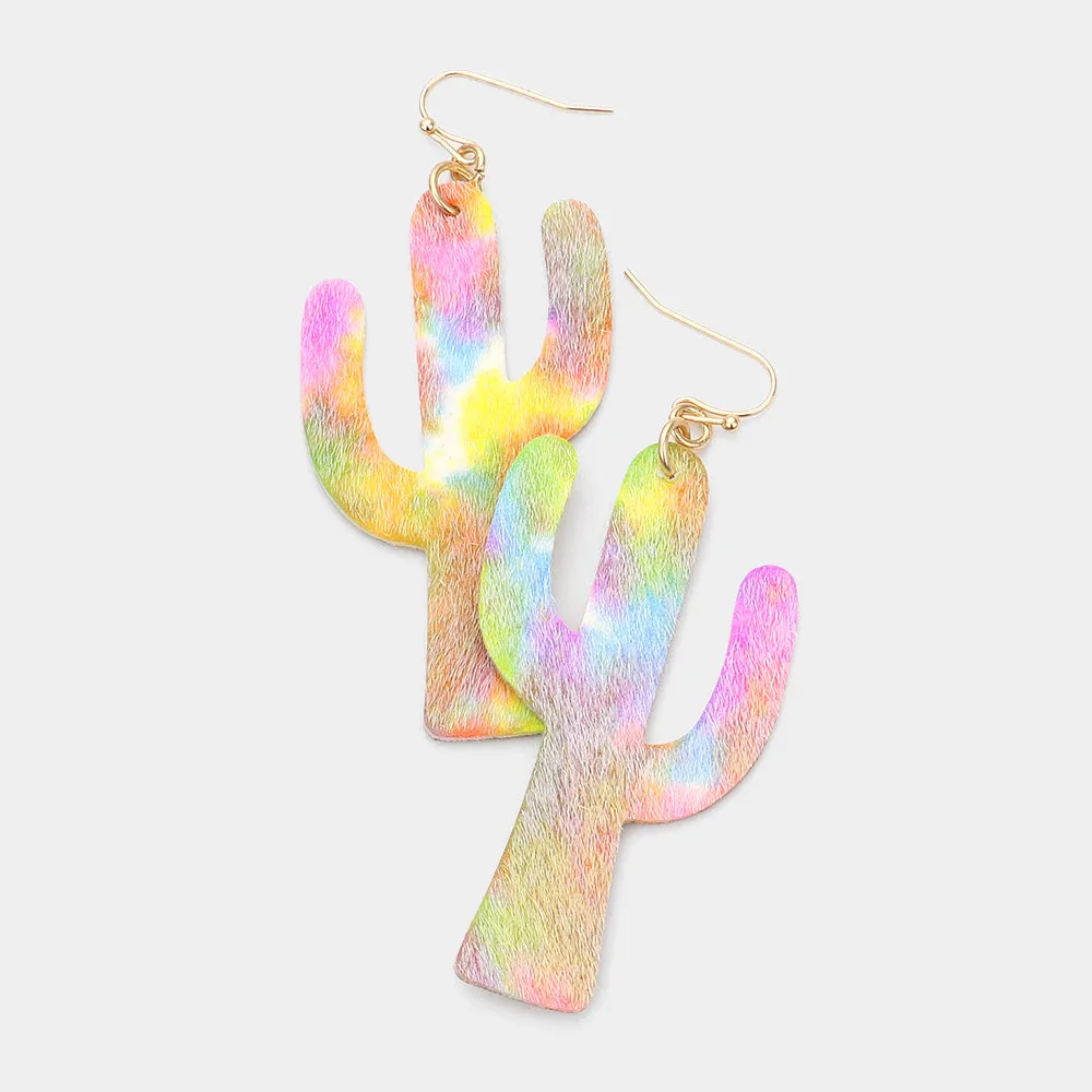 iLLASPARKZ Ombre Genuine Leather Cactus Dangle Earrings